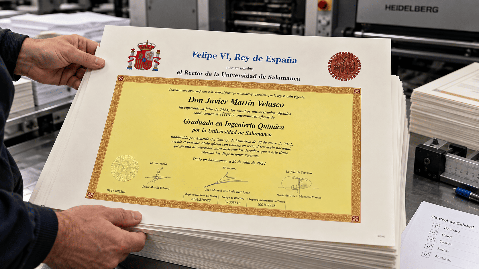 Detalle de impresión y reproducción gráfica de documentación académica